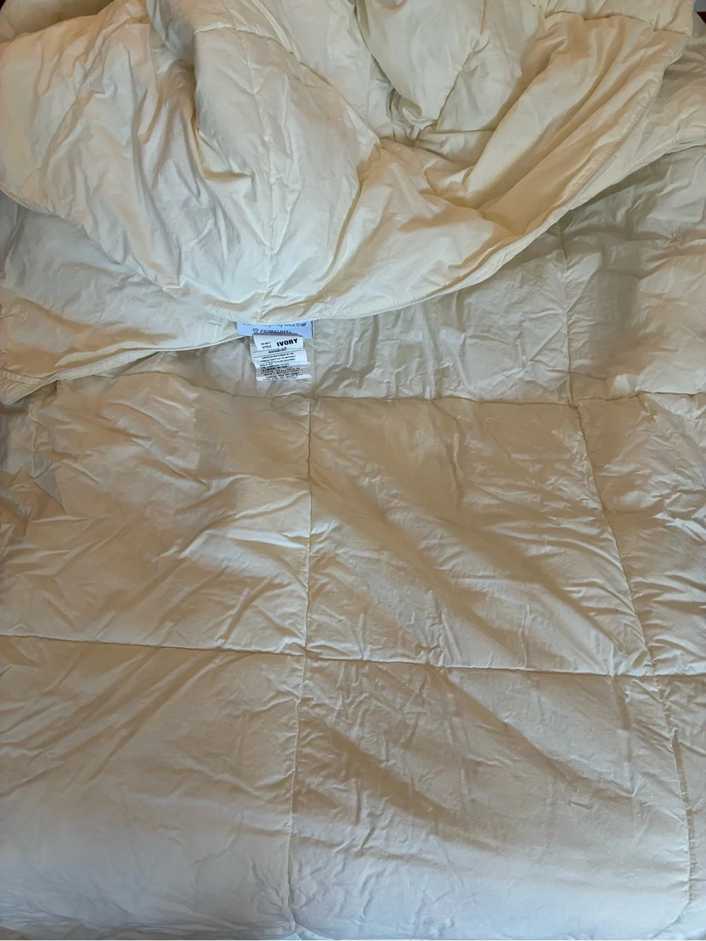 The Company Store XL Twin Light Gray Cotton Duvet Cover Ivory Comforter Std Sham